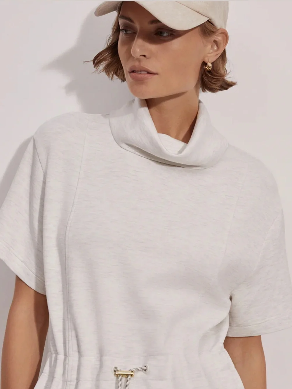 VARLEY Double Soft Sophie Dress Ivory Marl Size Medium - Picture 2 of 7